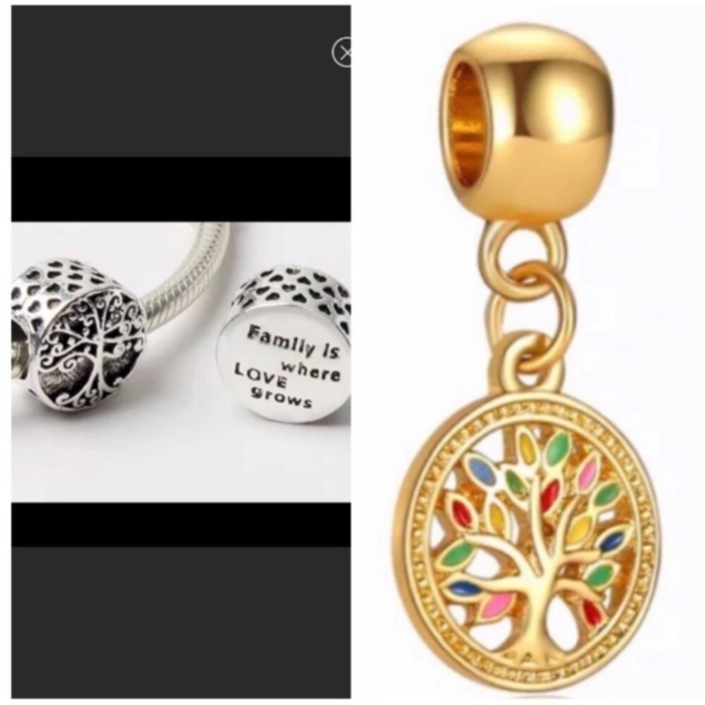 2 Family Roots Tree Where Is Love Grows Collection Charm Bundle /Not Pandora